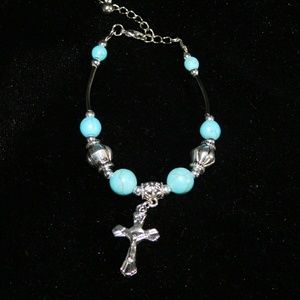 Tibet Silver turquoise beaded bracelet j